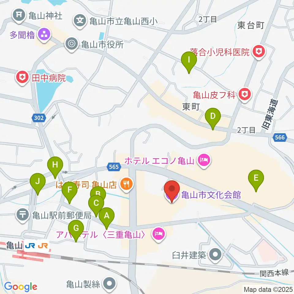 亀山市文化会館周辺の駐車場・コインパーキング一覧地図
