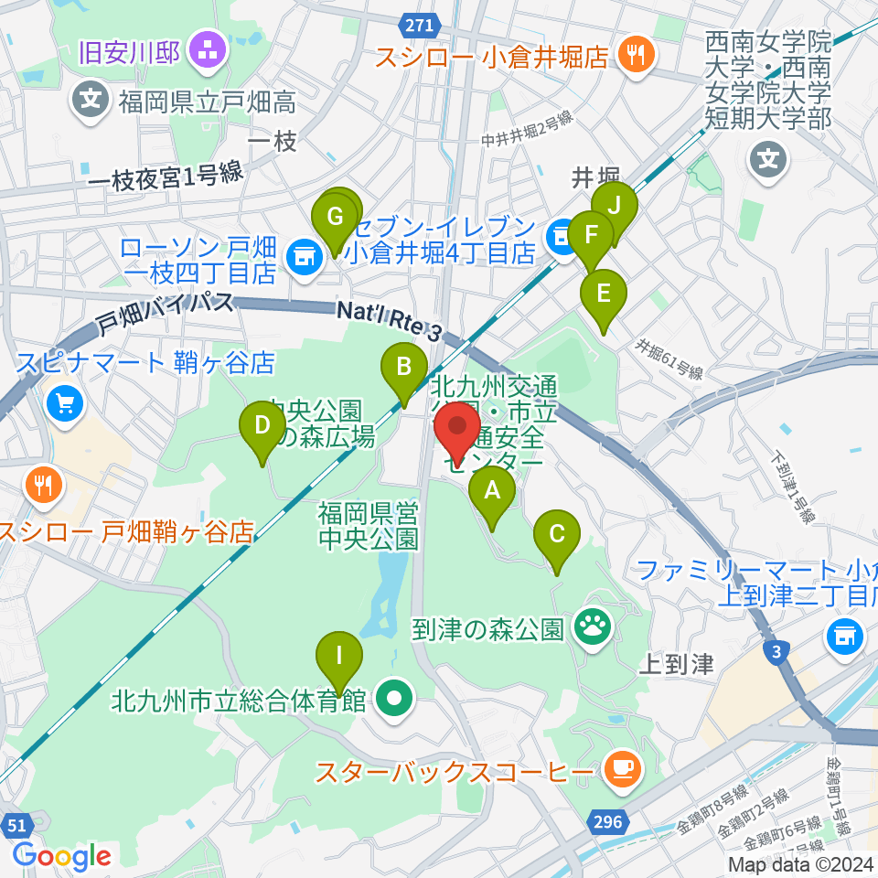 北九州パレス周辺の駐車場・コインパーキング一覧地図