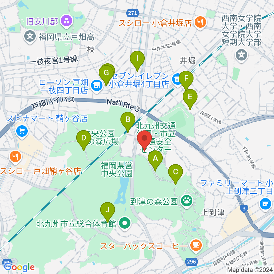 北九州パレス周辺の駐車場・コインパーキング一覧地図