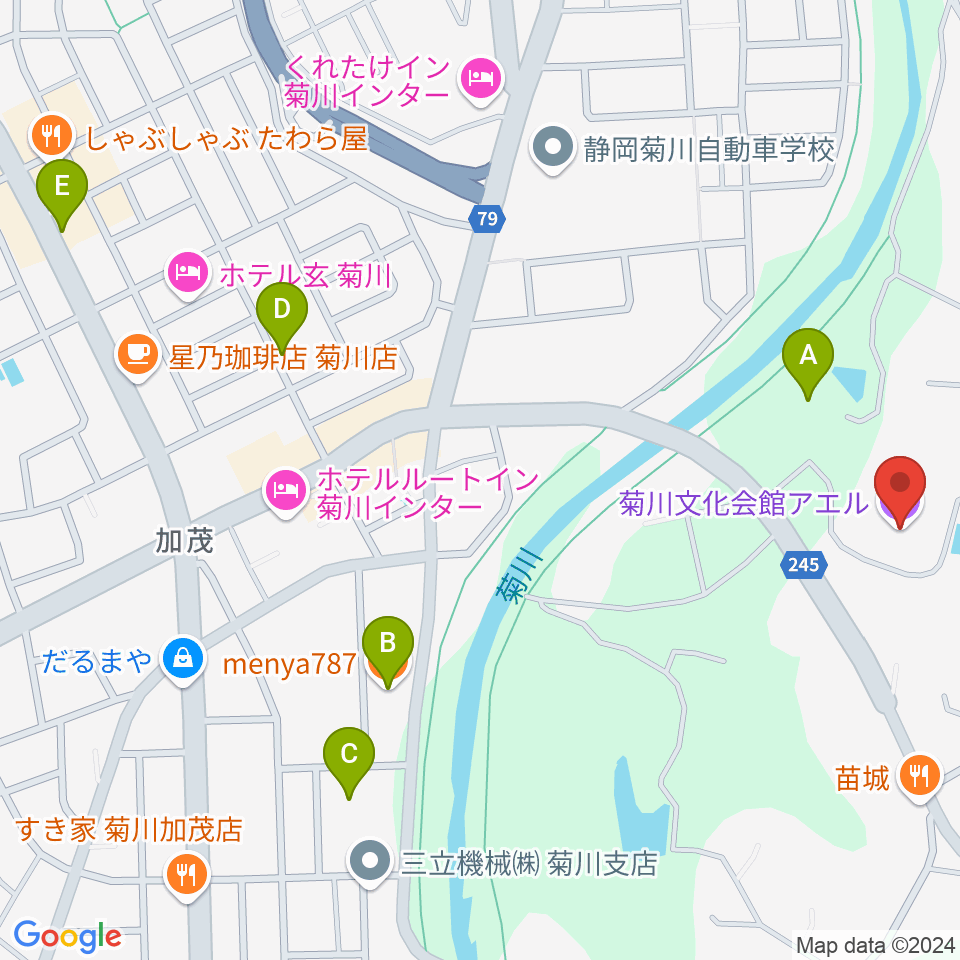 菊川文化会館アエル周辺の駐車場・コインパーキング一覧地図