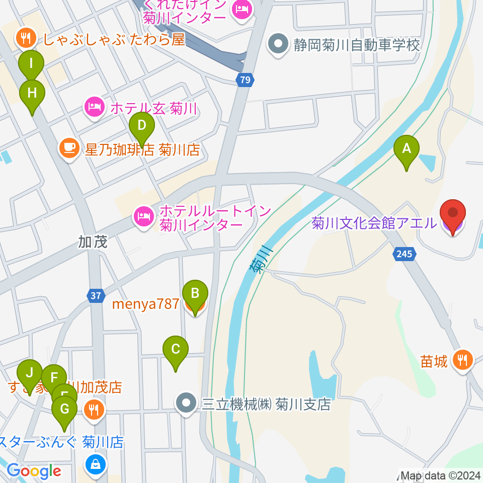 菊川文化会館アエル周辺の駐車場・コインパーキング一覧地図