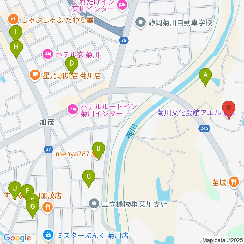 菊川文化会館アエル周辺の駐車場・コインパーキング一覧地図