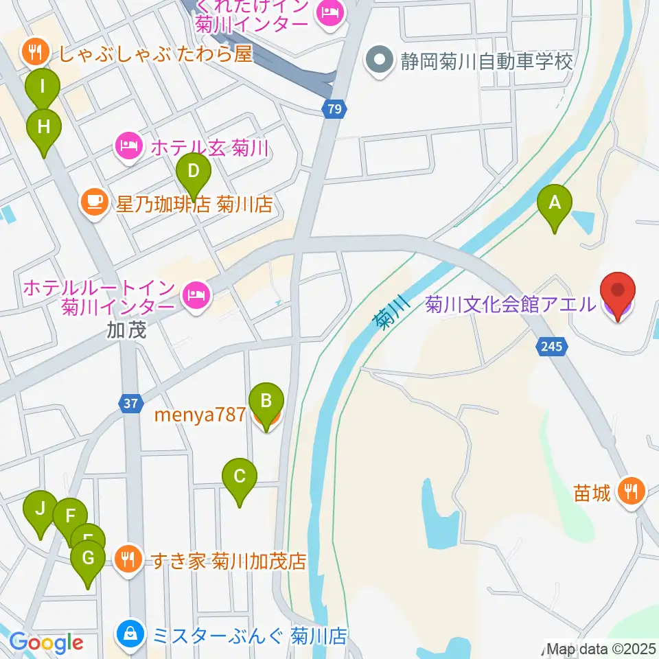 菊川文化会館アエル周辺の駐車場・コインパーキング一覧地図