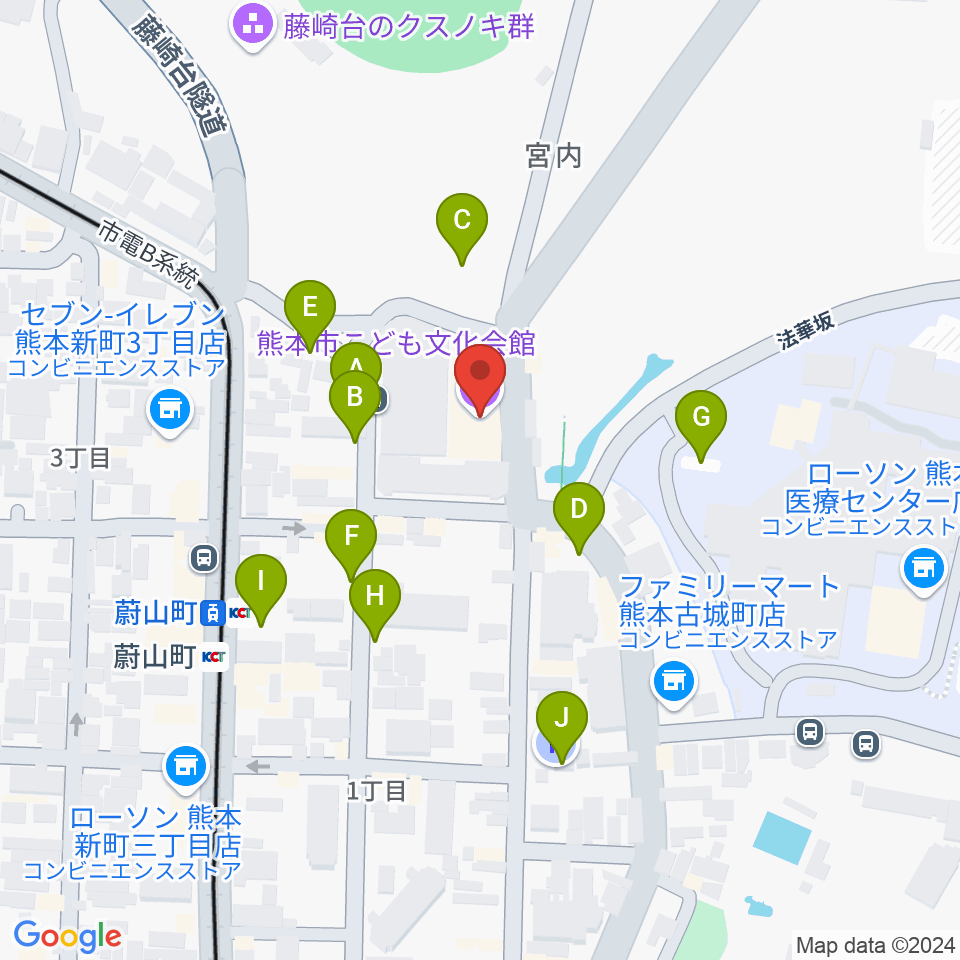 熊本市子ども文化会館周辺の駐車場・コインパーキング一覧地図