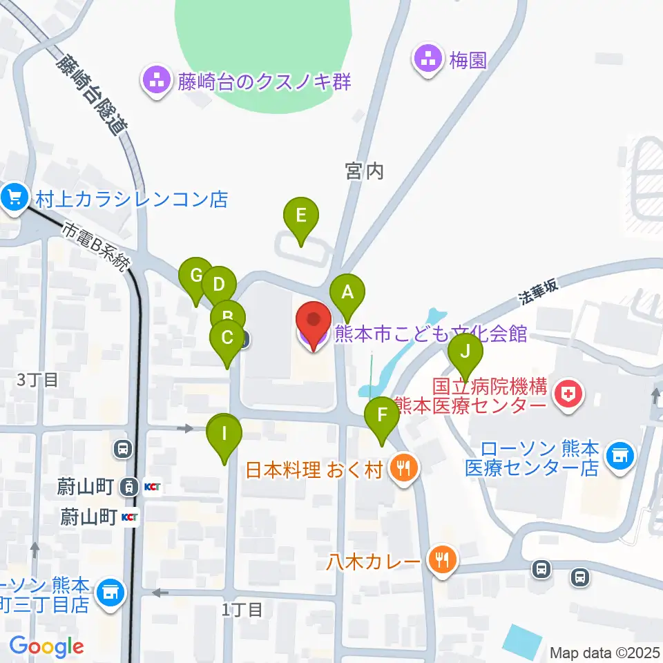 熊本市子ども文化会館周辺の駐車場・コインパーキング一覧地図