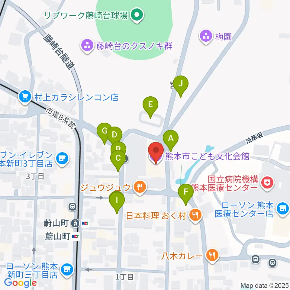 熊本市子ども文化会館周辺の駐車場・コインパーキング一覧地図