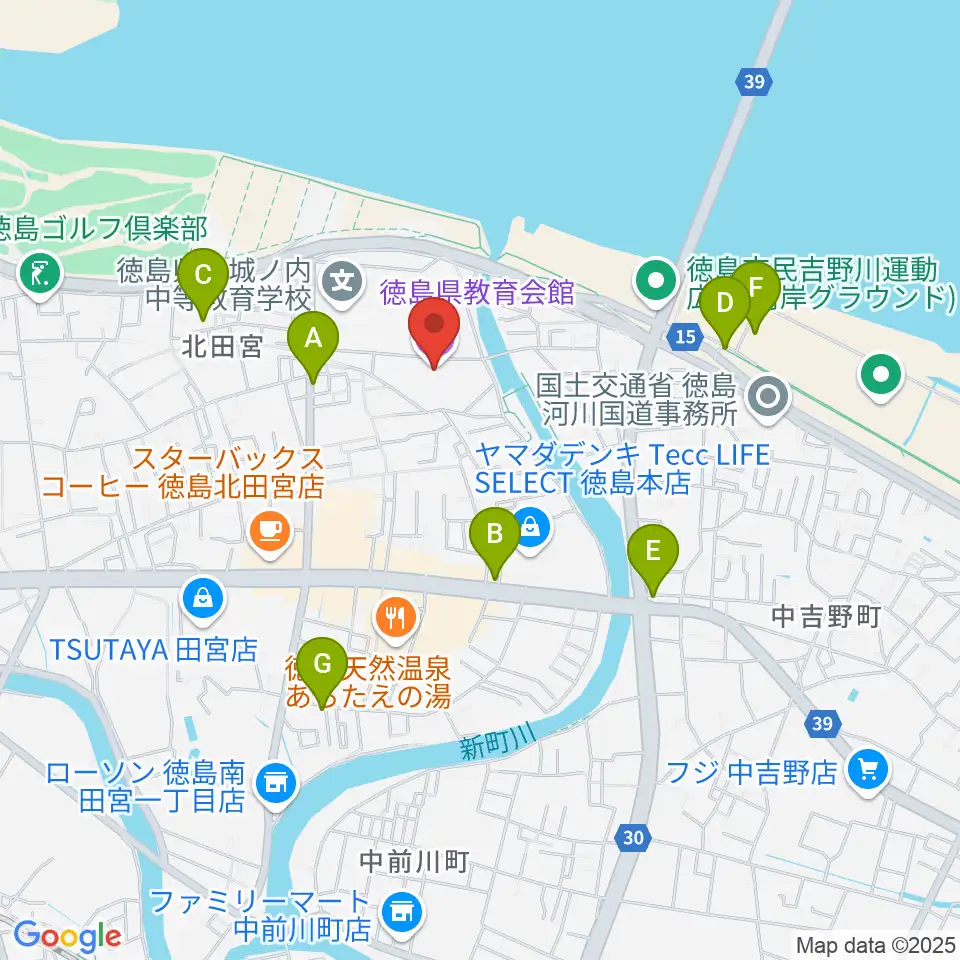 徳島県教育会館周辺の駐車場・コインパーキング一覧地図