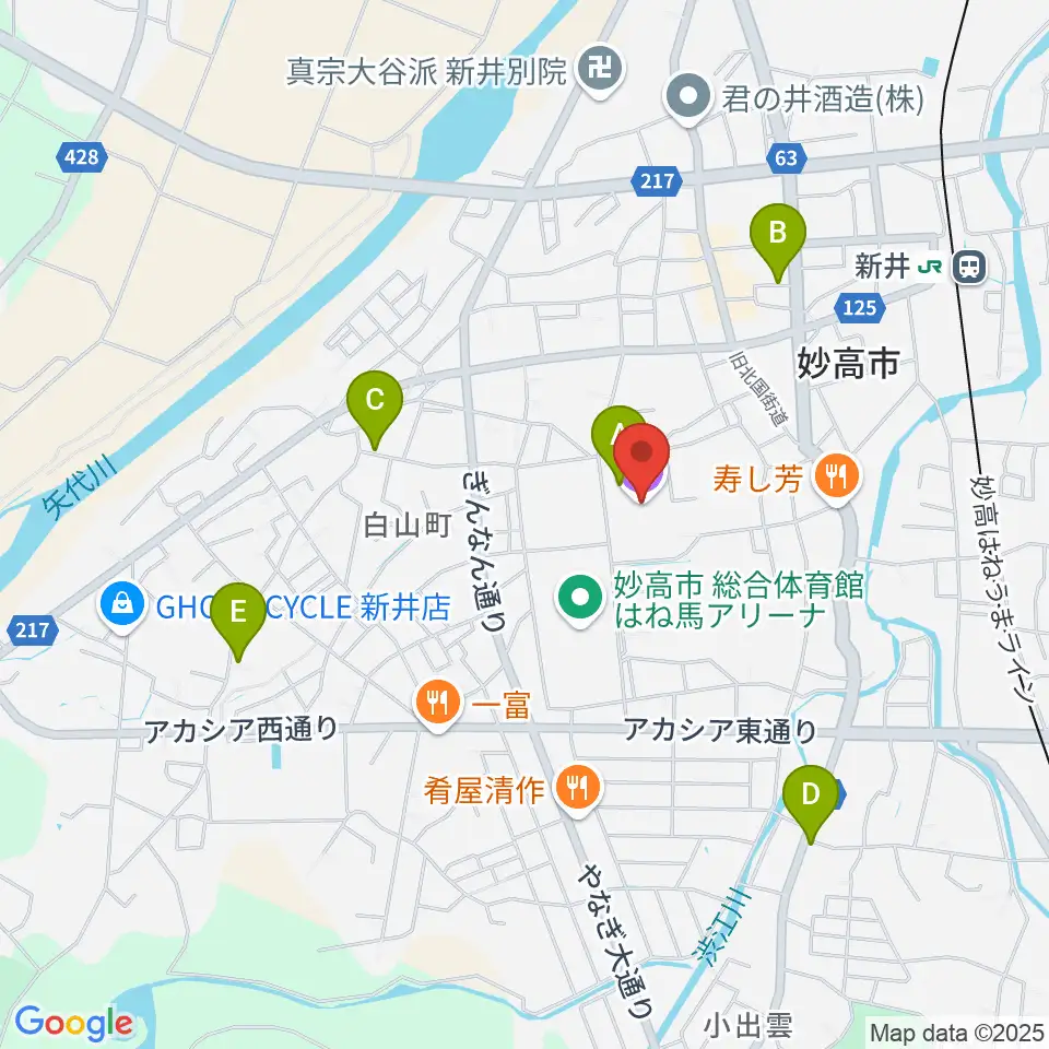 妙高市文化ホール周辺の駐車場・コインパーキング一覧地図