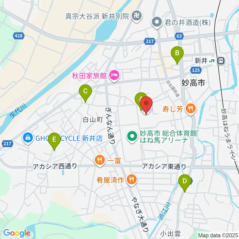 妙高市文化ホール周辺の駐車場・コインパーキング一覧地図