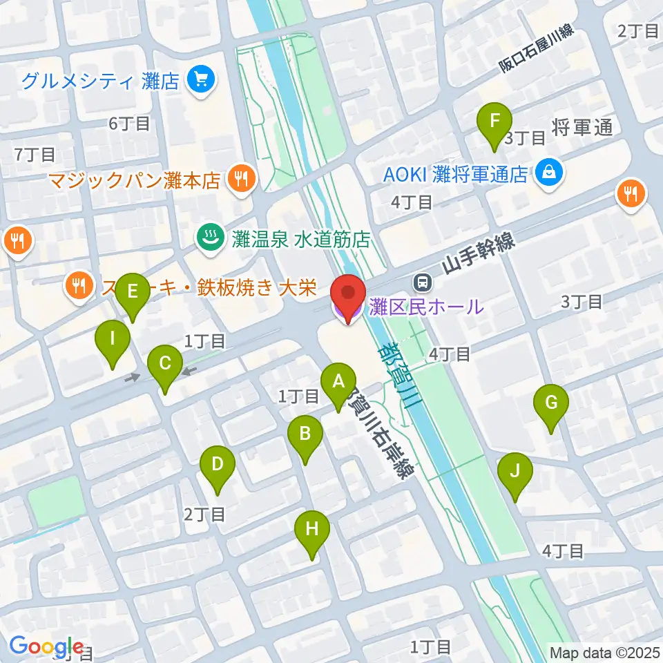 灘区民ホール周辺の駐車場・コインパーキング一覧地図