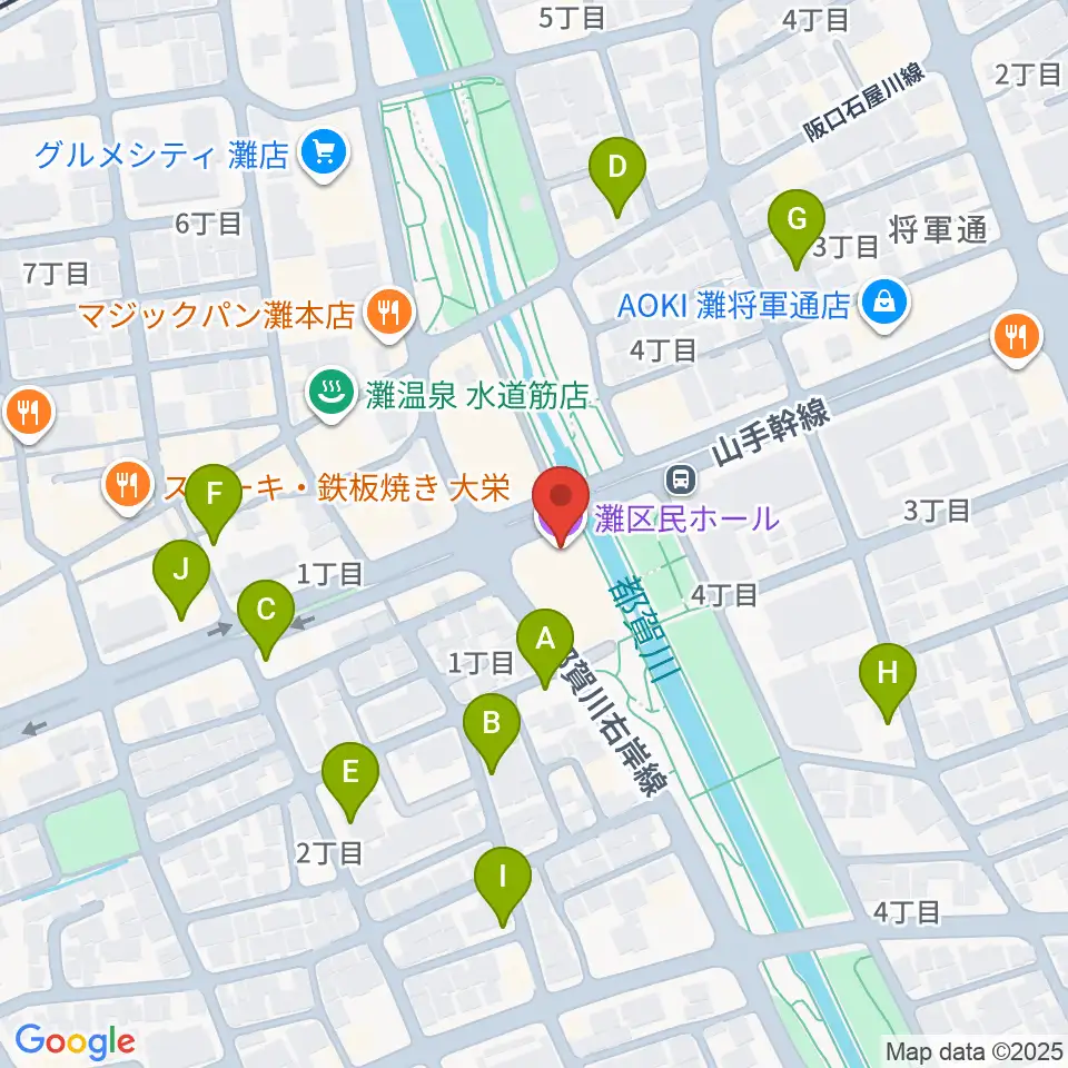 灘区民ホール周辺の駐車場・コインパーキング一覧地図