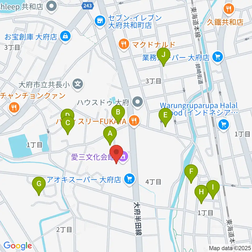 愛三文化会館周辺の駐車場・コインパーキング一覧地図