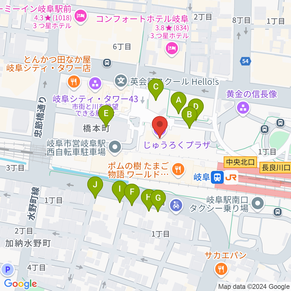 じゅうろくプラザ周辺の駐車場・コインパーキング一覧地図