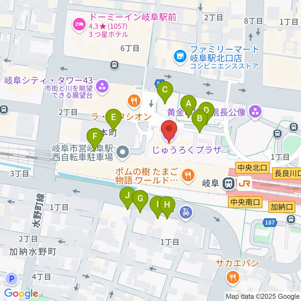 じゅうろくプラザ周辺の駐車場・コインパーキング一覧地図