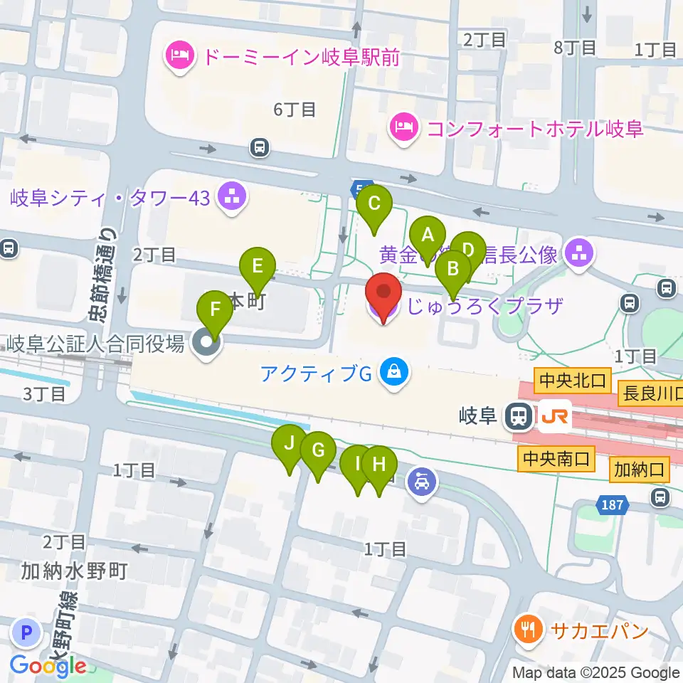 じゅうろくプラザ周辺の駐車場・コインパーキング一覧地図