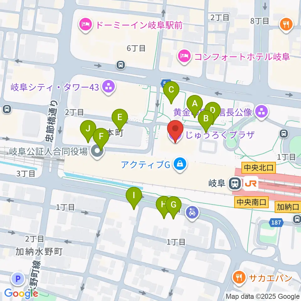 じゅうろくプラザ周辺の駐車場・コインパーキング一覧地図