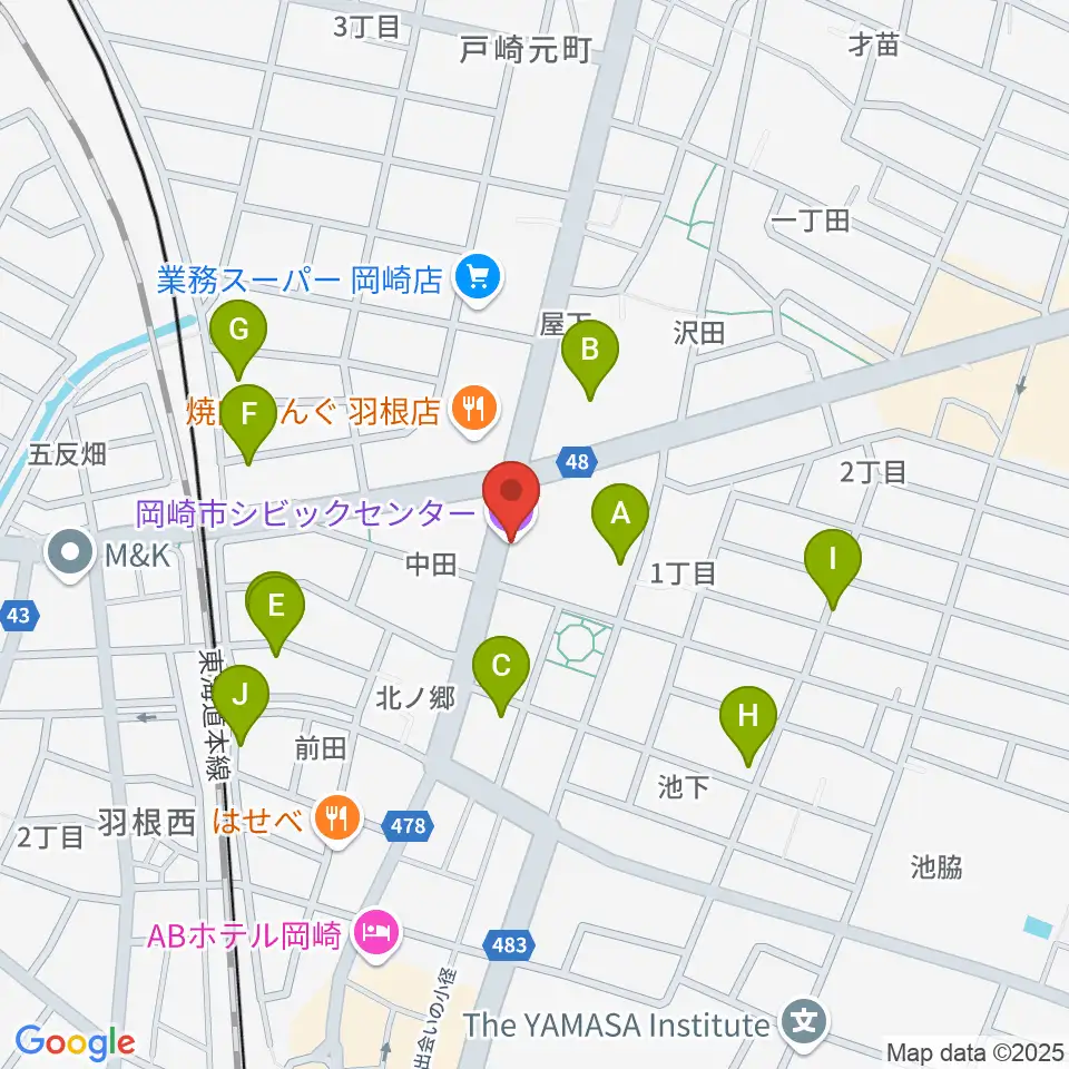 岡崎市シビックセンター周辺の駐車場・コインパーキング一覧地図