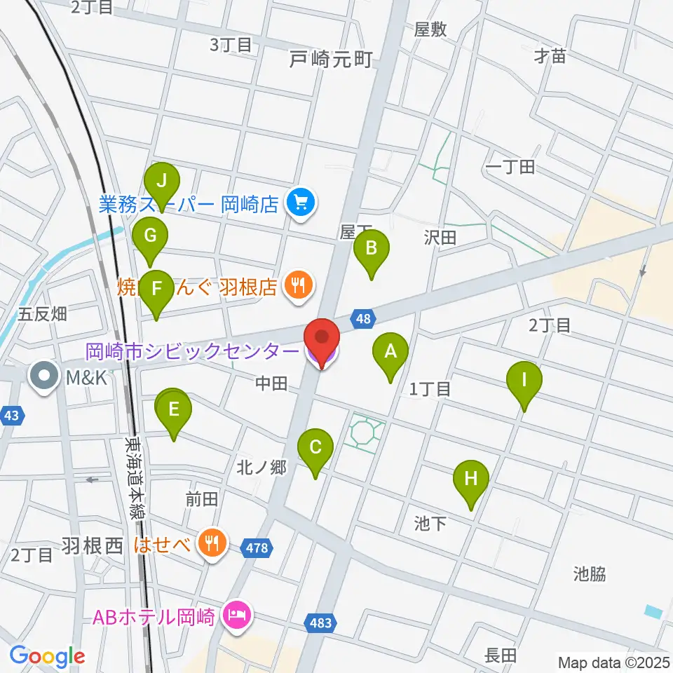 岡崎市シビックセンター周辺の駐車場・コインパーキング一覧地図
