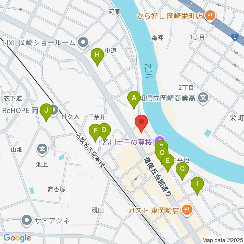 岡崎市竜美丘会館周辺の駐車場・コインパーキング一覧地図