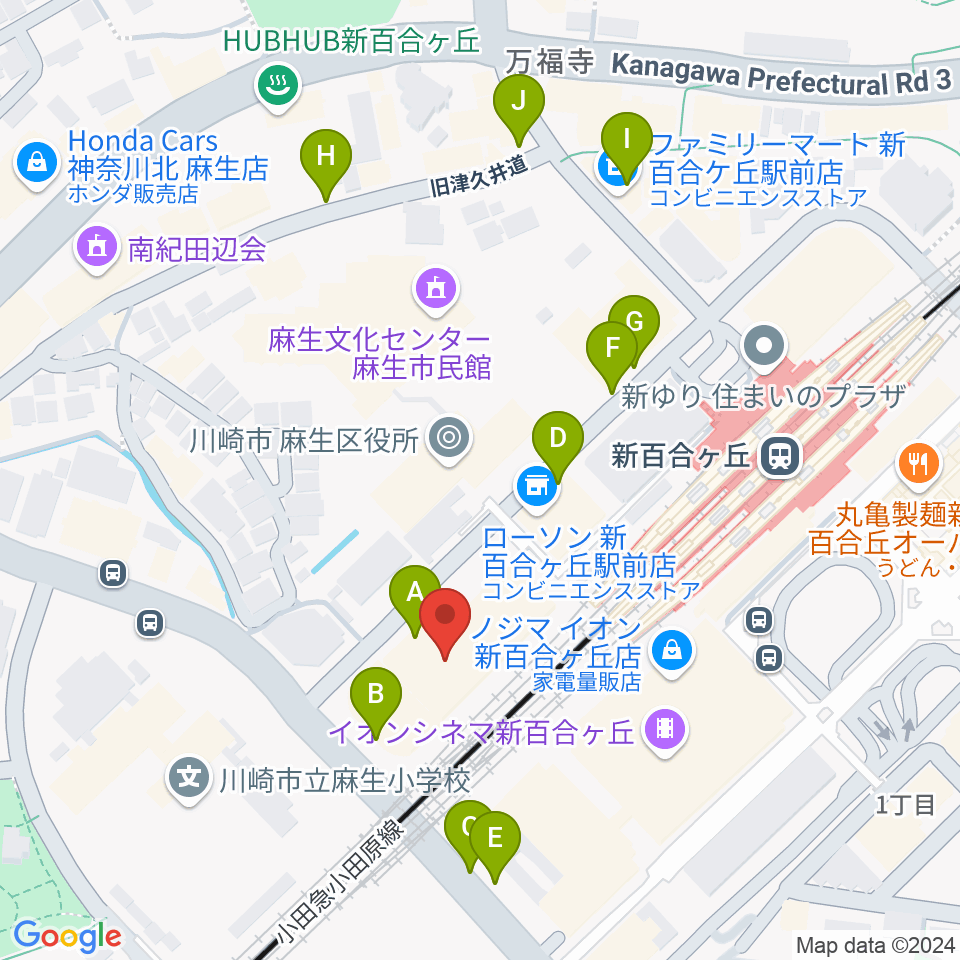 新百合トウェンティワンホール周辺の駐車場・コインパーキング一覧地図