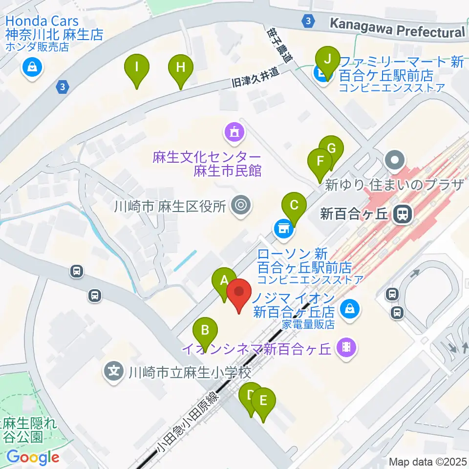 新百合トウェンティワンホール周辺の駐車場・コインパーキング一覧地図