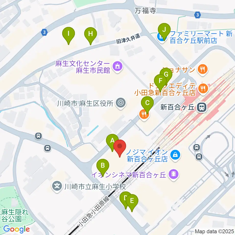 新百合トウェンティワンホール周辺の駐車場・コインパーキング一覧地図