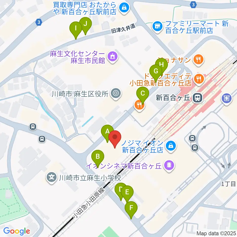 新百合トウェンティワンホール周辺の駐車場・コインパーキング一覧地図