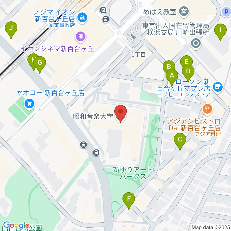 昭和音楽大学 ユリホール周辺の駐車場・コインパーキング一覧地図