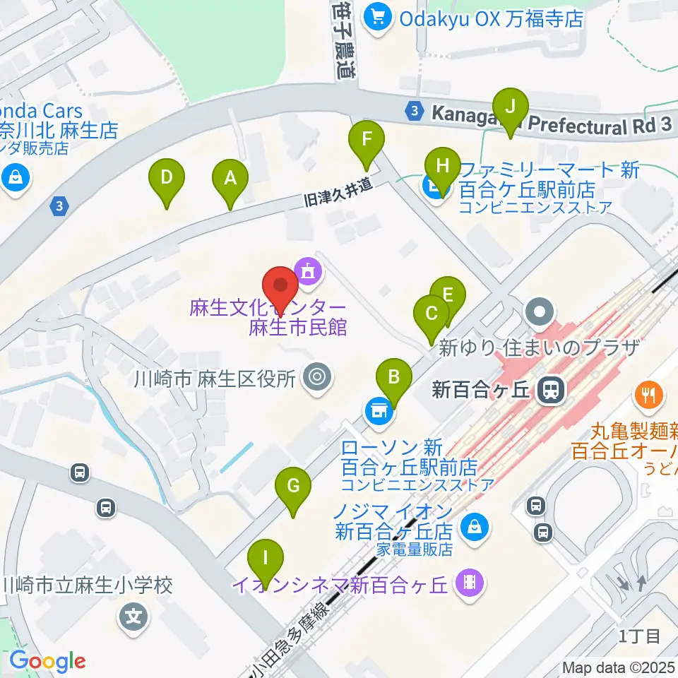 麻生市民館周辺の駐車場・コインパーキング一覧地図