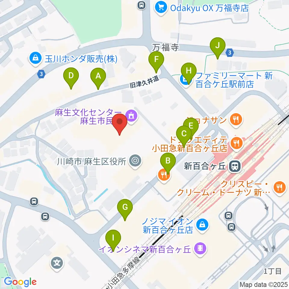 麻生市民館周辺の駐車場・コインパーキング一覧地図