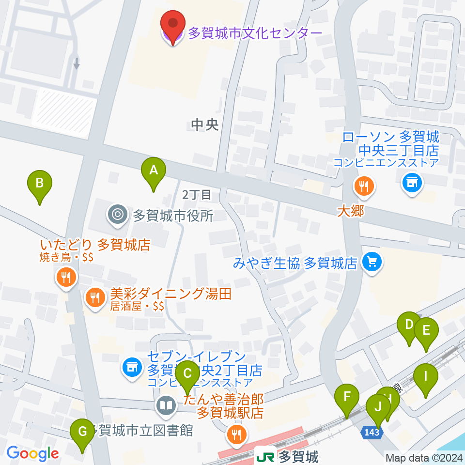 多賀城市民会館周辺の駐車場・コインパーキング一覧地図