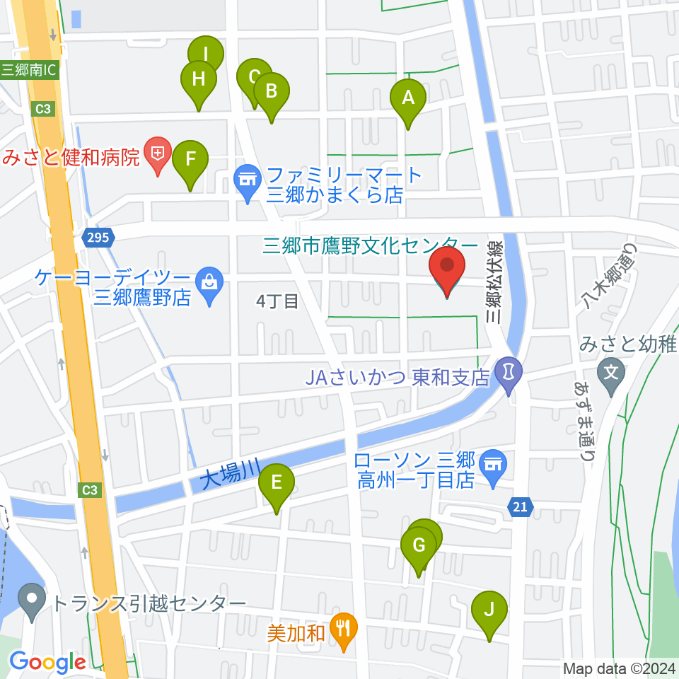 三郷市鷹野文化センター周辺の駐車場・コインパーキング一覧地図