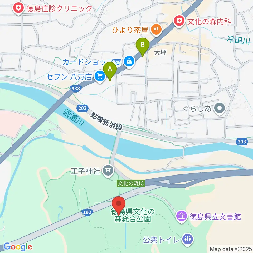 徳島県立21世紀館周辺の駐車場・コインパーキング一覧地図