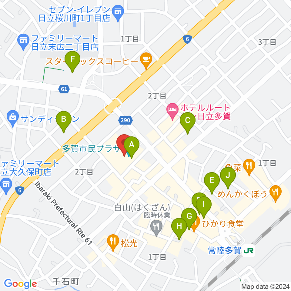 多賀市民会館周辺の駐車場・コインパーキング一覧地図