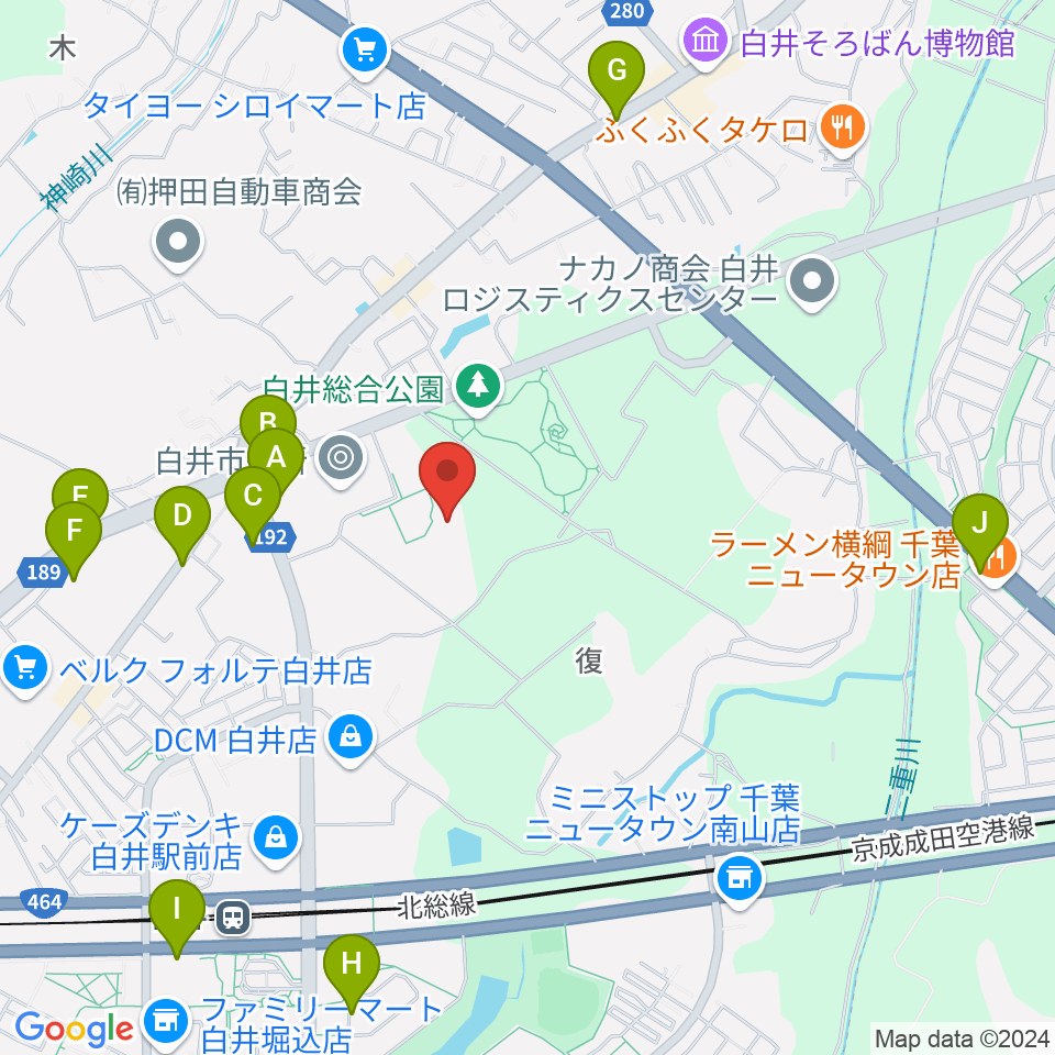 白井市文化会館周辺の駐車場・コインパーキング一覧地図