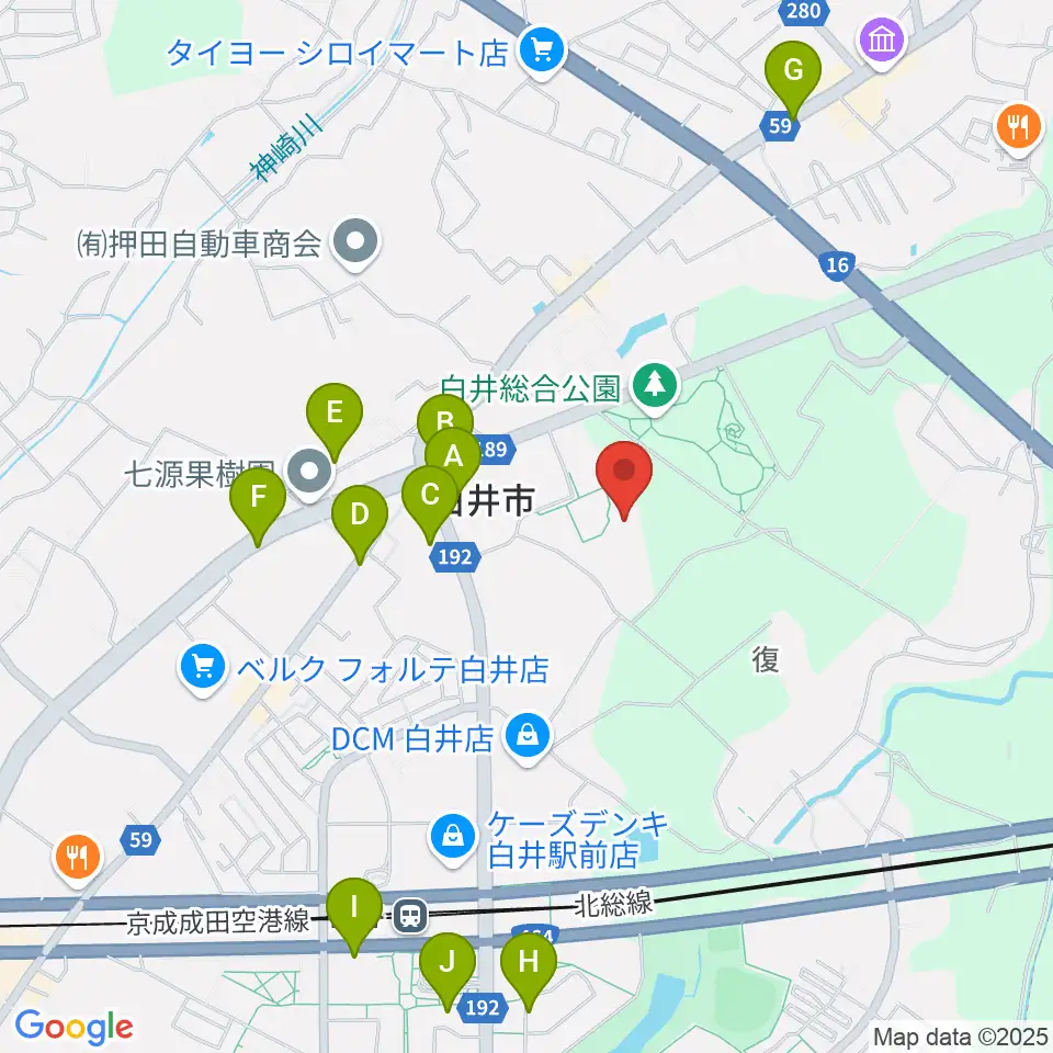 白井市文化会館周辺の駐車場・コインパーキング一覧地図