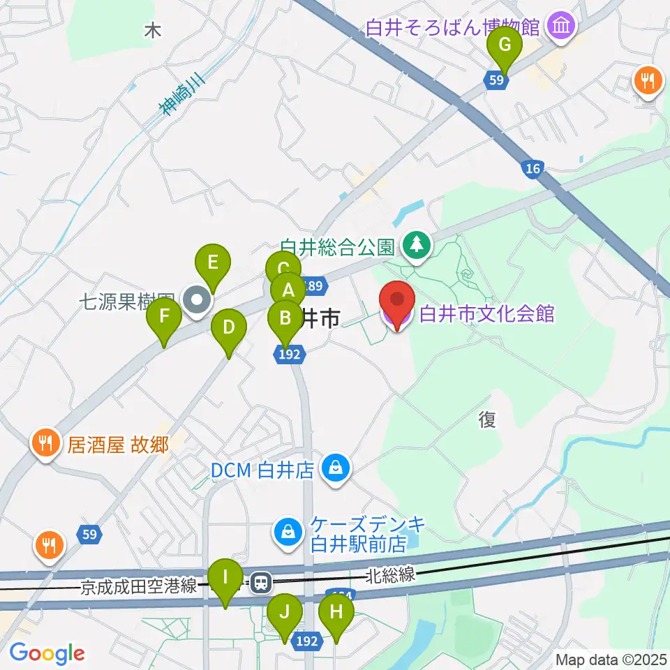 白井市文化会館周辺の駐車場・コインパーキング一覧地図