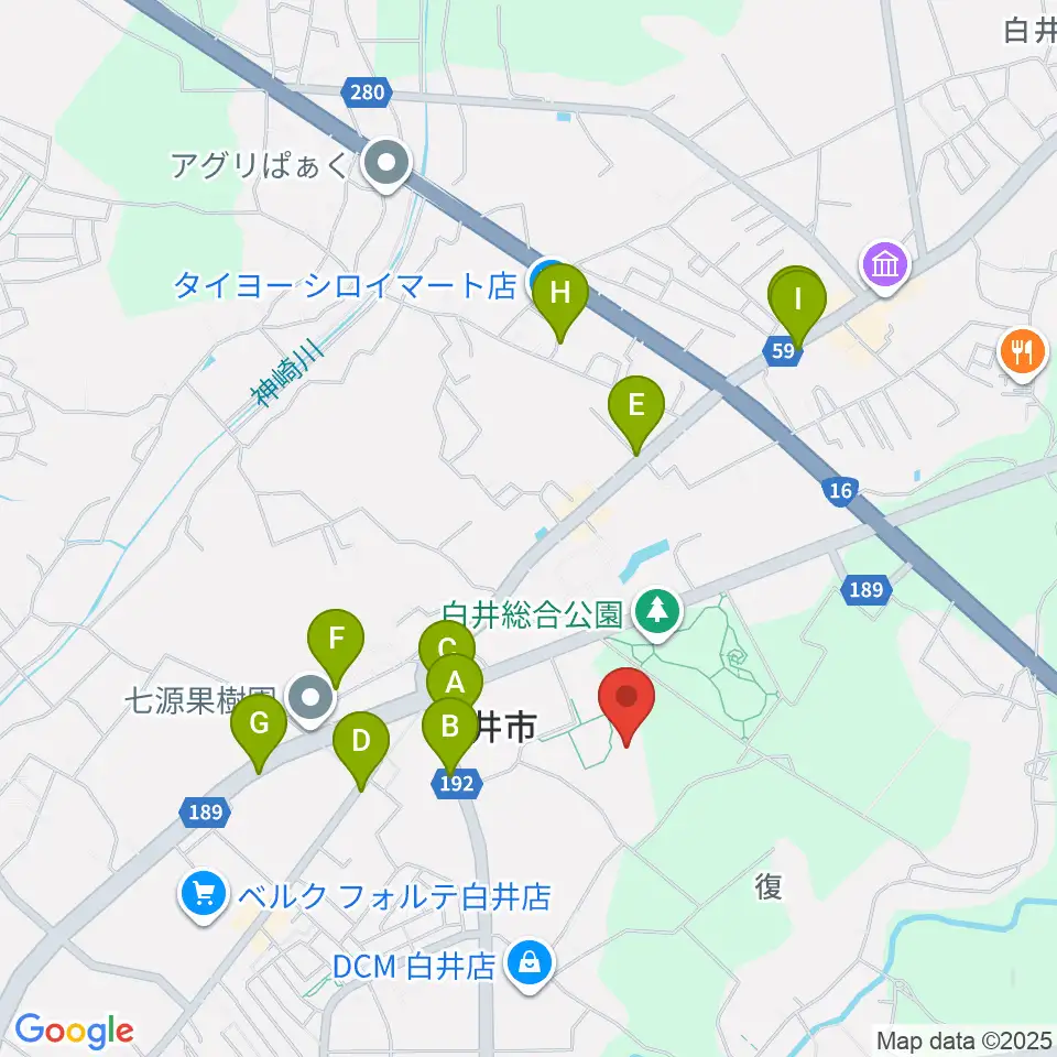 白井市文化会館周辺の駐車場・コインパーキング一覧地図