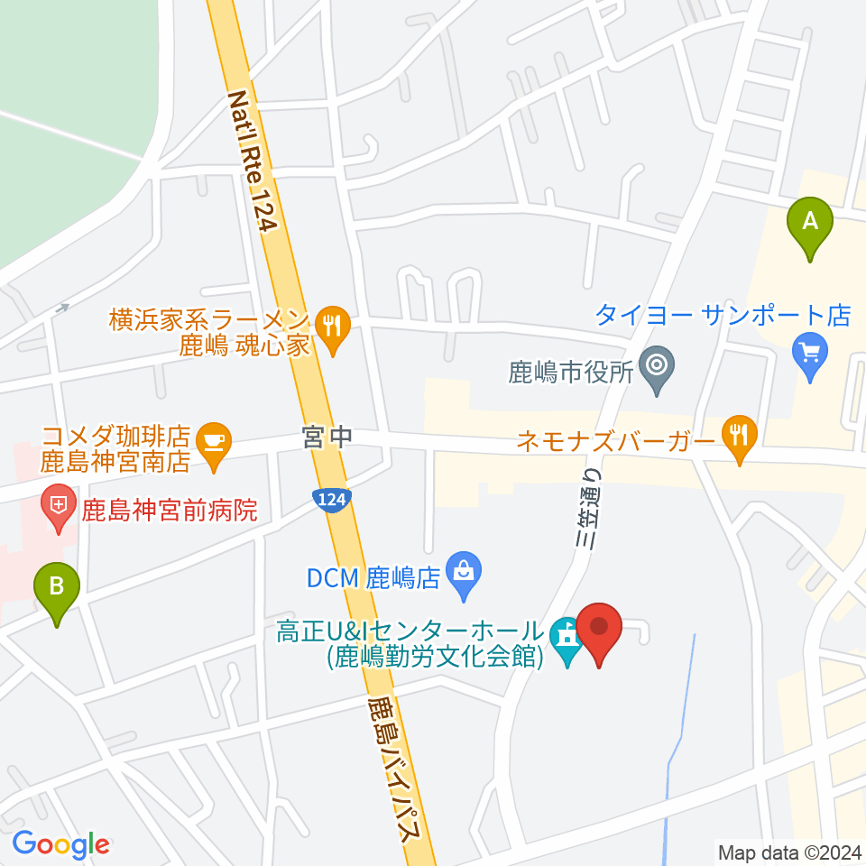 高正U&Iセンターホール周辺の駐車場・コインパーキング一覧地図