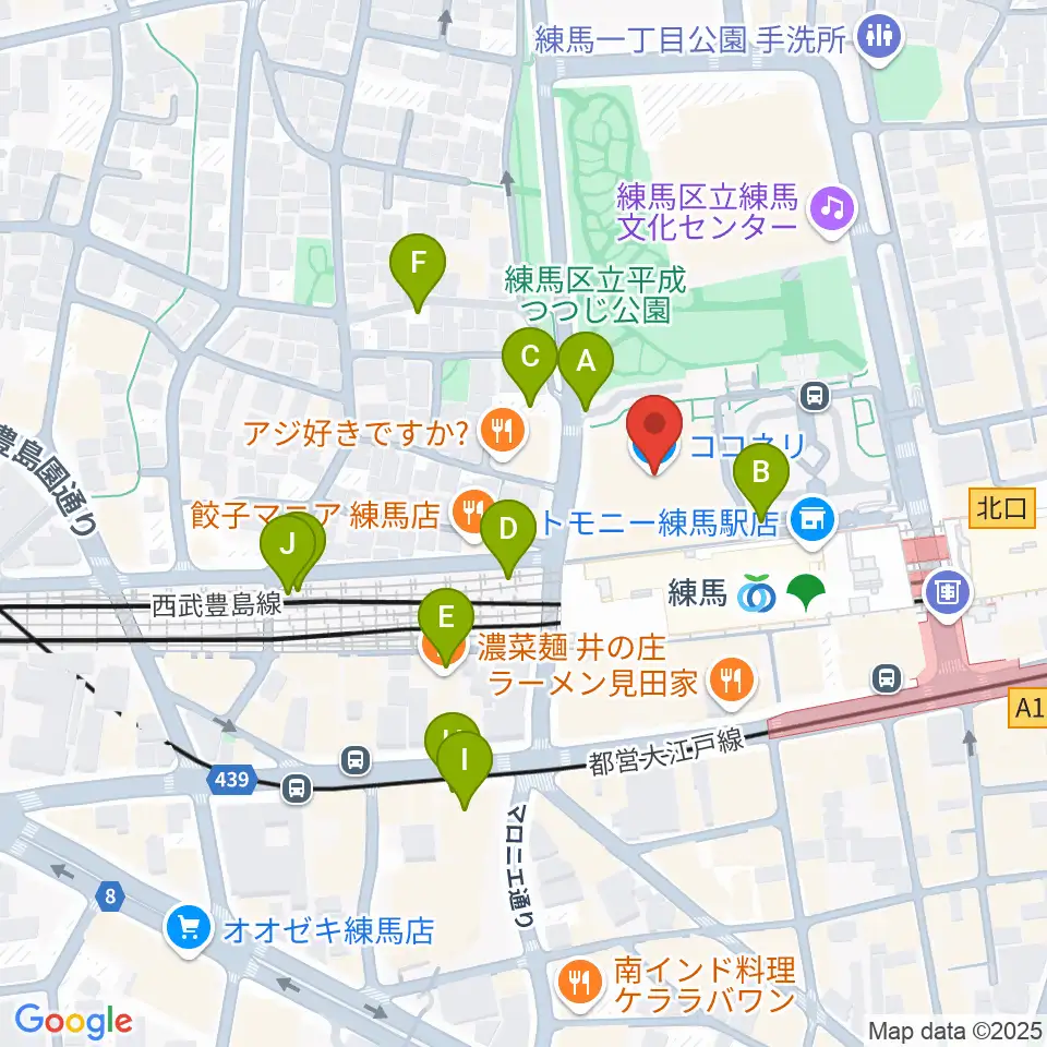 練馬区立区民・産業プラザ Coconeriホール周辺の駐車場・コインパーキング一覧地図