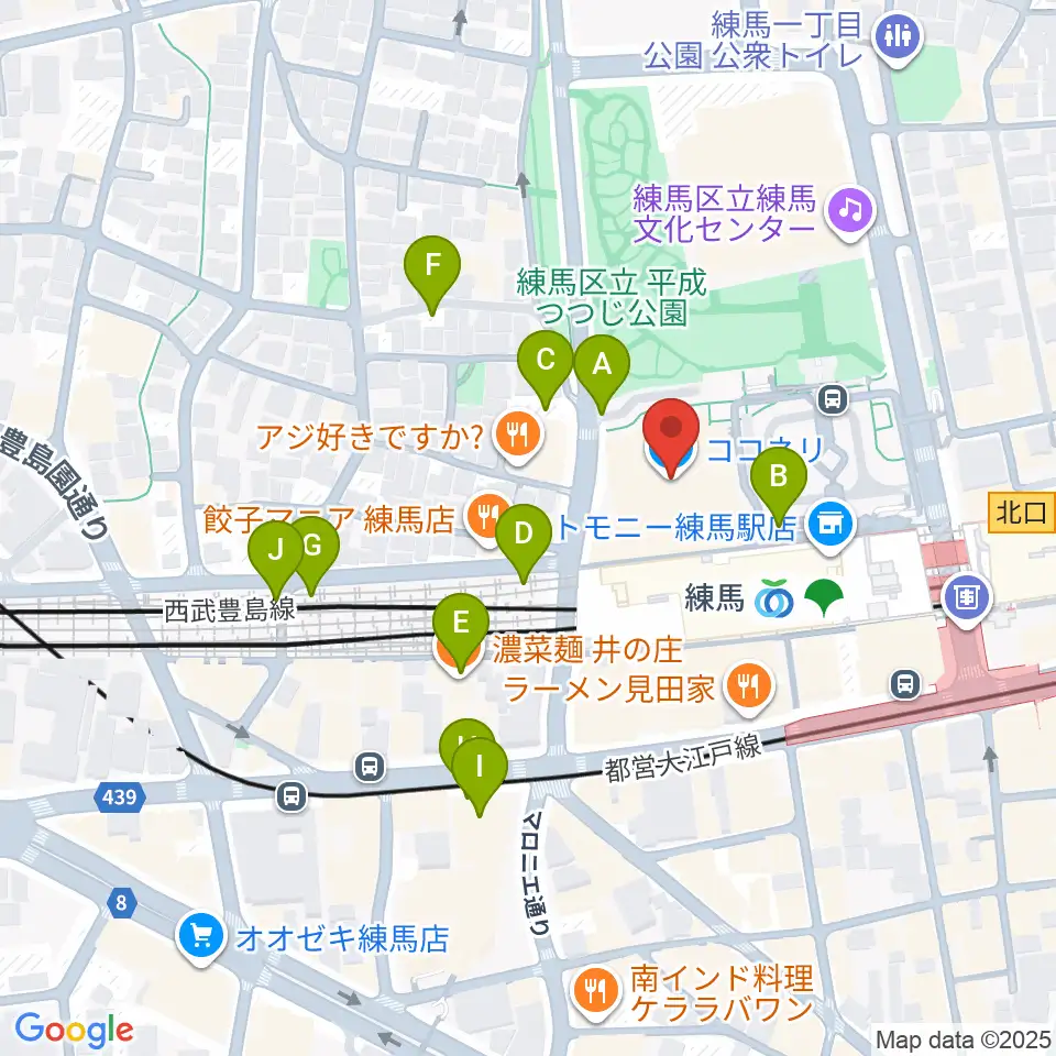 練馬区立区民・産業プラザ Coconeriホール周辺の駐車場・コインパーキング一覧地図