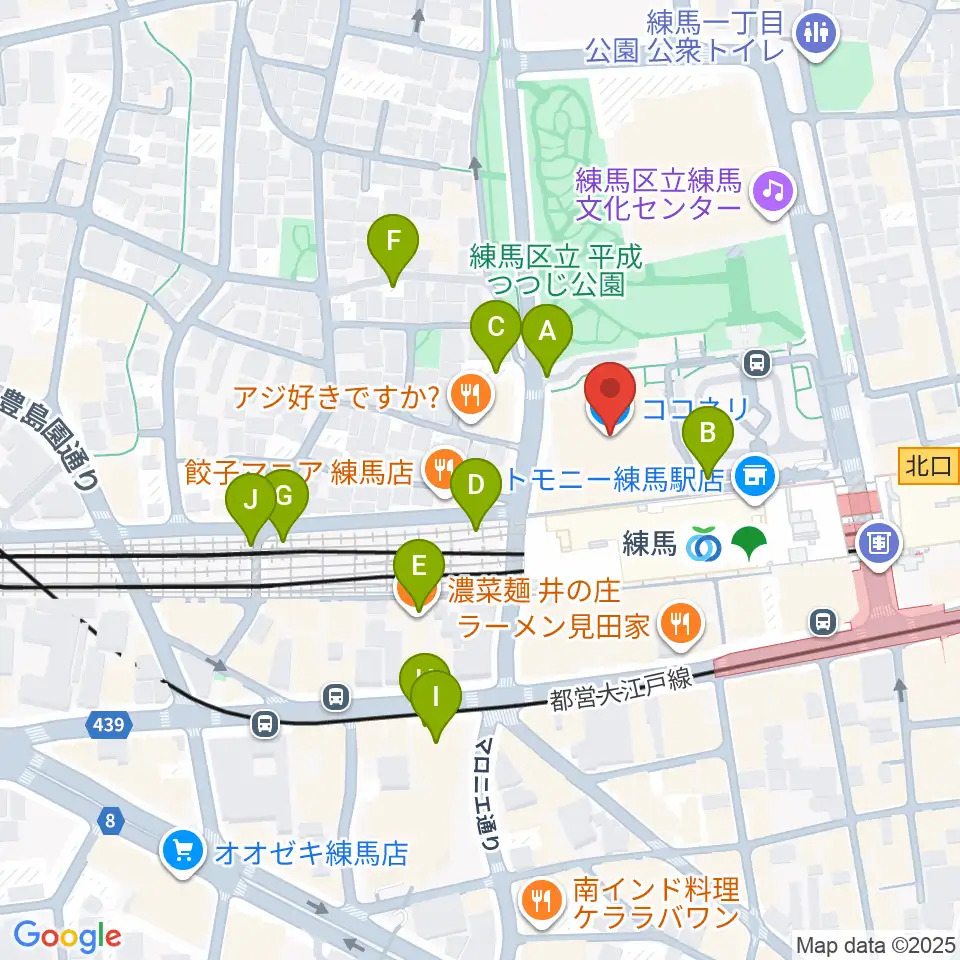 練馬区立区民・産業プラザ Coconeriホール周辺の駐車場・コインパーキング一覧地図