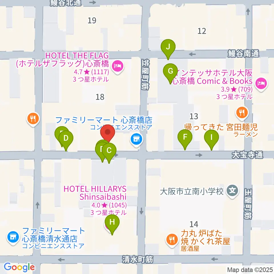 心斎橋FootRock&BEERS周辺の駐車場・コインパーキング一覧地図