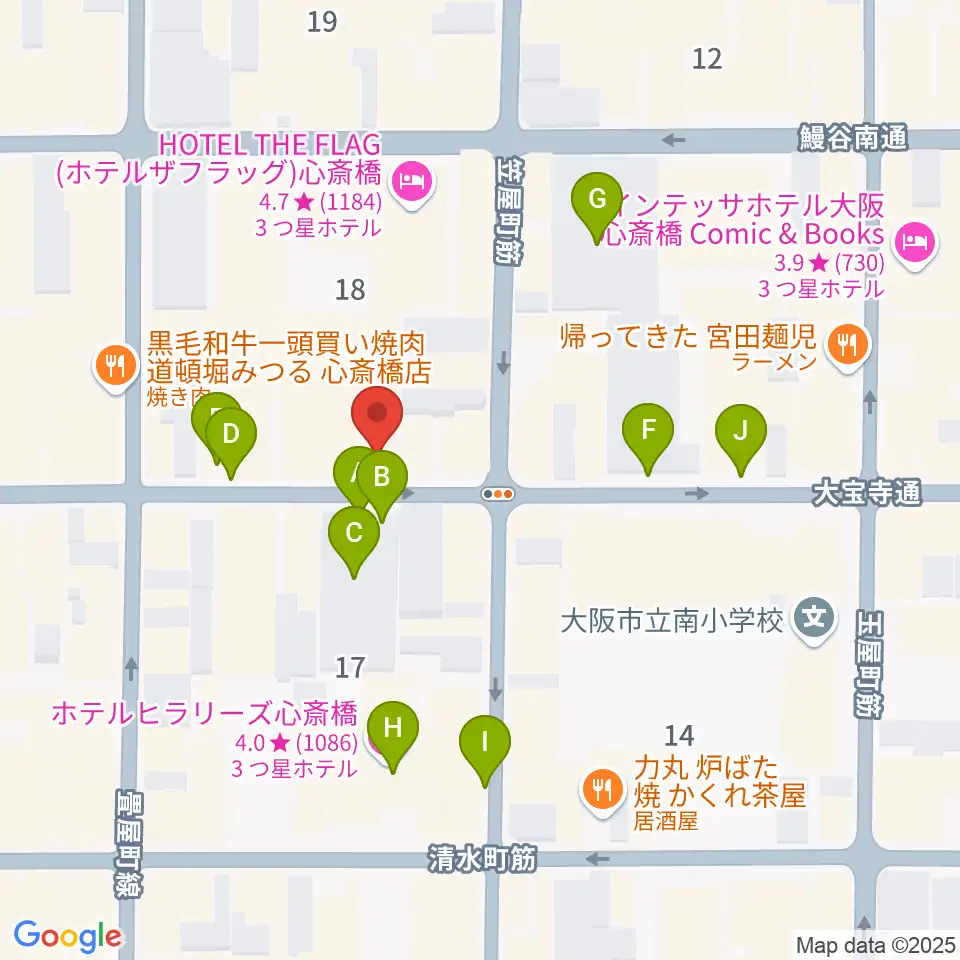 心斎橋FootRock&BEERS周辺の駐車場・コインパーキング一覧地図
