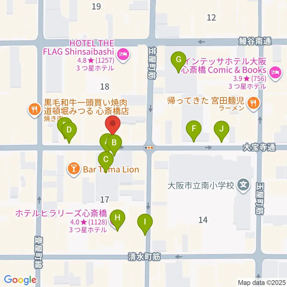 心斎橋FootRock&BEERS周辺の駐車場・コインパーキング一覧地図