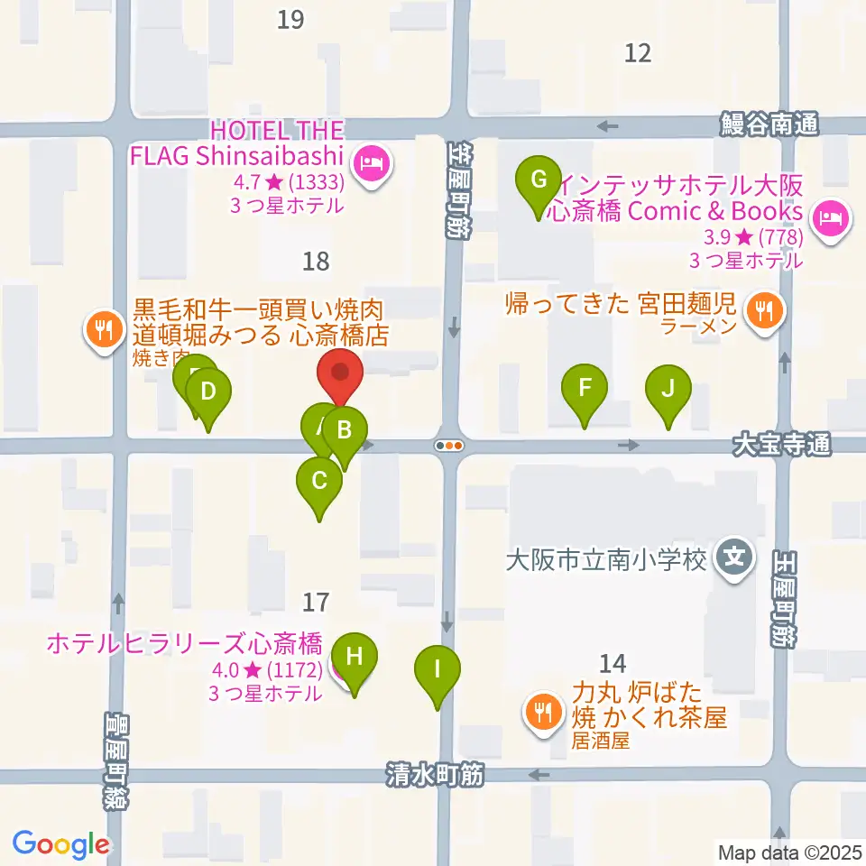 心斎橋FootRock&BEERS周辺の駐車場・コインパーキング一覧地図