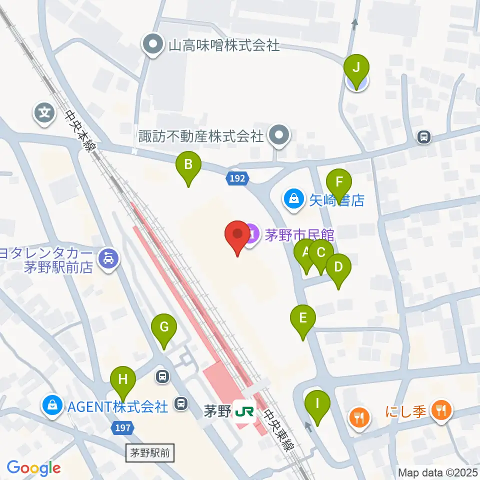 茅野市民館周辺の駐車場・コインパーキング一覧地図