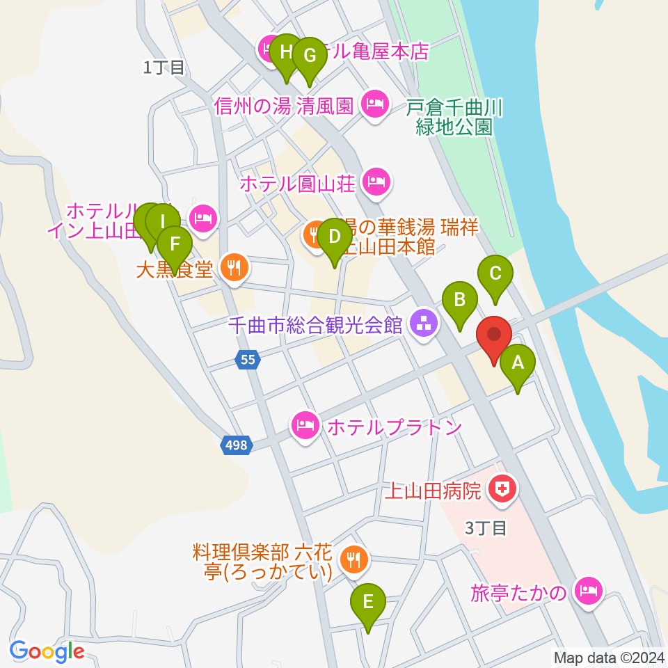 上山田文化会館周辺の駐車場・コインパーキング一覧地図