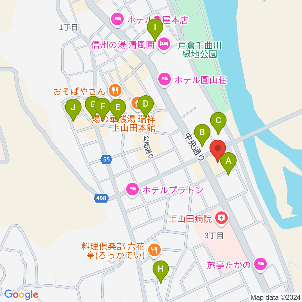 上山田文化会館周辺の駐車場・コインパーキング一覧地図