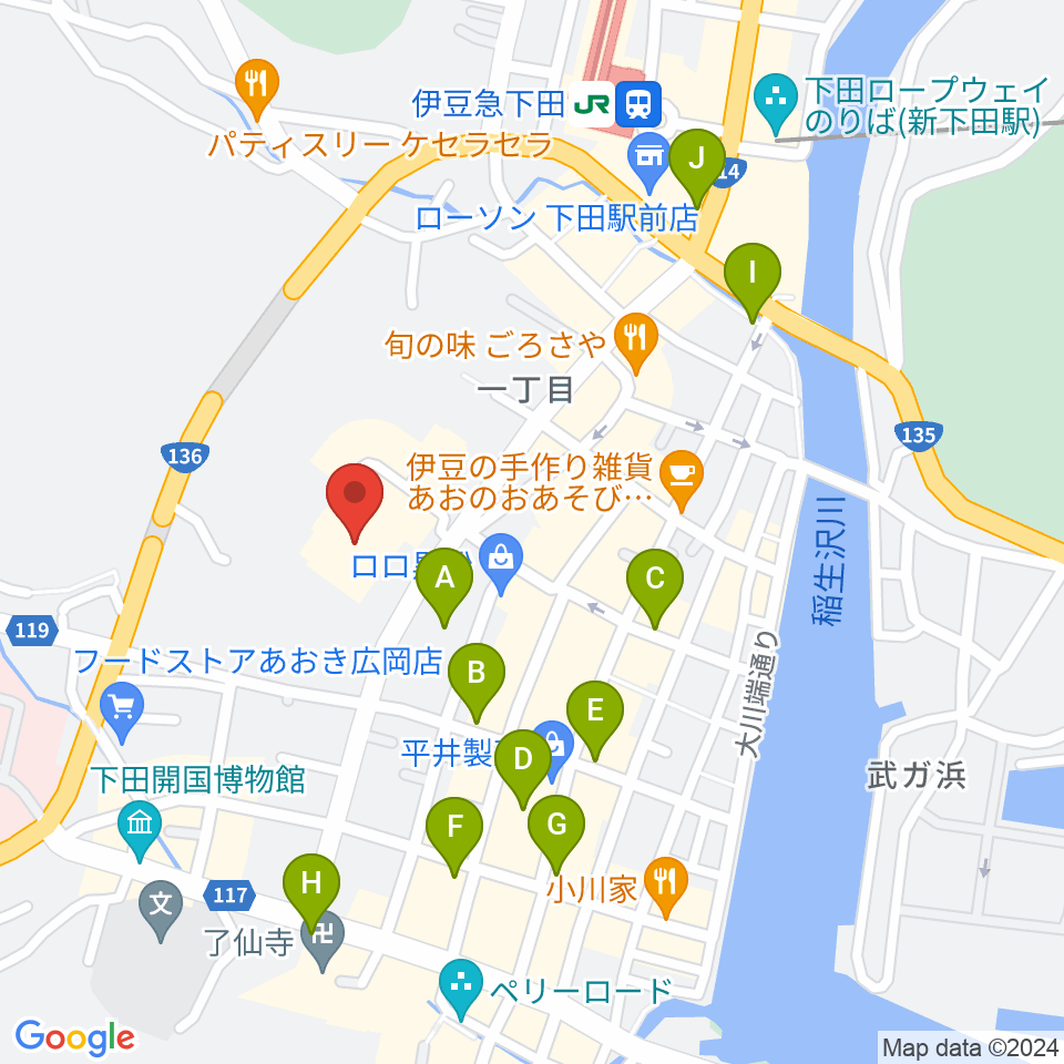 下田市民文化会館周辺の駐車場・コインパーキング一覧地図